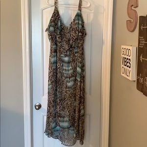 Gauze Python Print with neckline ruffle